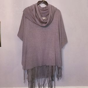 Lovestitch cowl grey fringe poncho boho one size